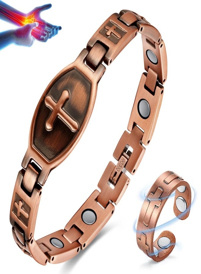Vicmag Copper Magnetic Bracelet for Women 99.9% Solid Pure Copper Strong Magnets Jewelry Gift Adjustable Length - Image 1