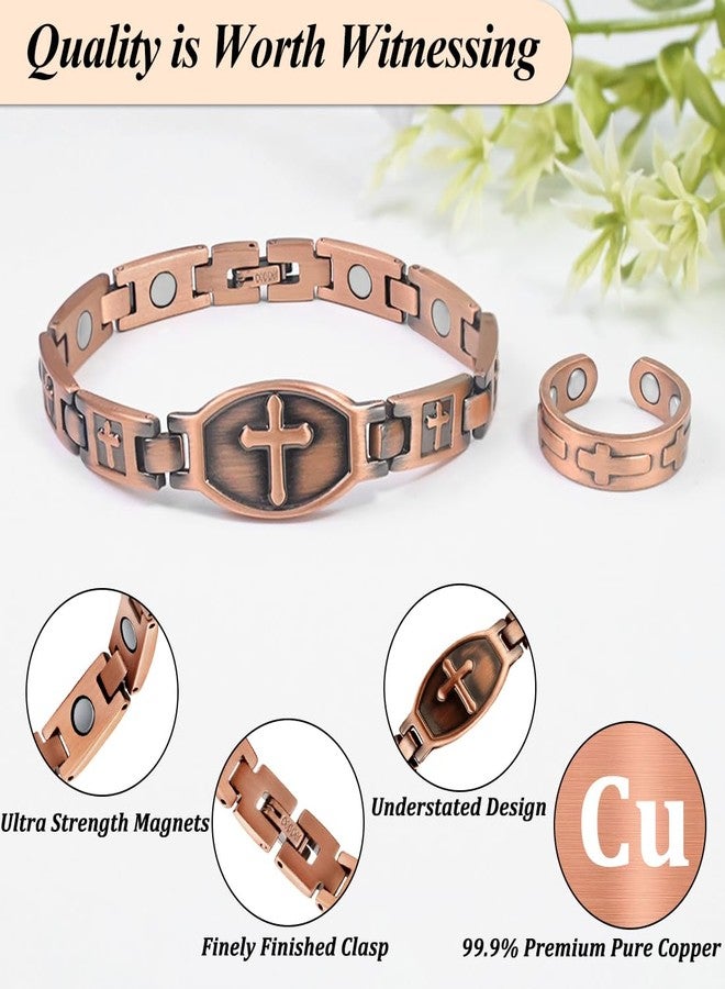 Vicmag Copper Magnetic Bracelet for Women 99.9% Solid Pure Copper Strong Magnets Jewelry Gift Adjustable Length - Image 5
