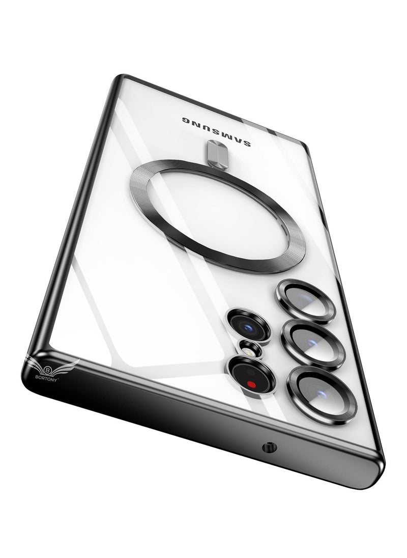 BORTONY Galaxy S23 Ultra MagSafe Case with Camera Lens Protector Magnetic Clear Full Protection Plating Anti Scratch Slim Thin Cover for Samsung Galaxy S23 Ultra  - Image 1