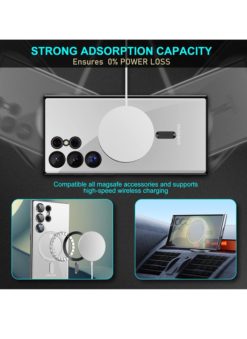 BORTONY Galaxy S23 Ultra MagSafe Case with Camera Lens Protector Magnetic Clear Full Protection Plating Anti Scratch Slim Thin Cover for Samsung Galaxy S23 Ultra  - Image 2