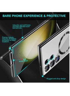 BORTONY Galaxy S23 Ultra MagSafe Case with Camera Lens Protector Magnetic Clear Full Protection Plating Anti Scratch Slim Thin Cover for Samsung Galaxy S23 Ultra  - Image 4