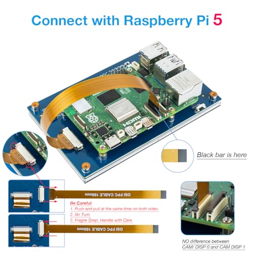 Hosyond 5 Inch Touchscreen IPS MIPI DSI Display Compatible with Raspberry Pi 5/4/3, 800x480 Pixel Capacitive Screen Driver-Free Interface - Image 5