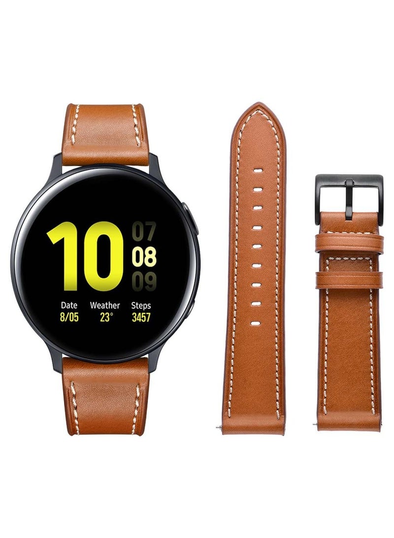 vesus Genuine Leather Replacement Band 20mm For Samsung Active 2 40/44mm Supreme Style Brown