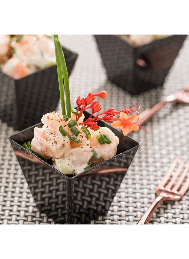 Restaurantware 2 Ounce Mini Kova Cups, 100 Square Small Appetizer Cups - Lids Sold Separately, Heavy-Duty, Black Plastic Parfait Cups, Serve Mousse, Puddings, Or Samples, For Weddings Or Parties - Image 3