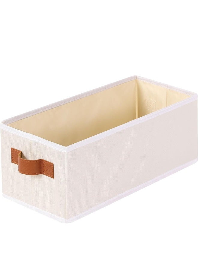 نسيج تخزين مربع صغير مع مقبض بو سلة ورق التواليت تخزين سلة صغيرة تستخدم لتخزين دي في دي ، صور ، ملابس ، حفاضات ، جوارب ، CD、 3 قطعة حزمة ، متر أبيض - Image 1