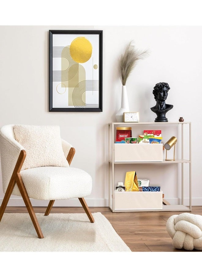 نسيج تخزين مربع صغير مع مقبض بو سلة ورق التواليت تخزين سلة صغيرة تستخدم لتخزين دي في دي ، صور ، ملابس ، حفاضات ، جوارب ، CD、 3 قطعة حزمة ، متر أبيض - Image 3