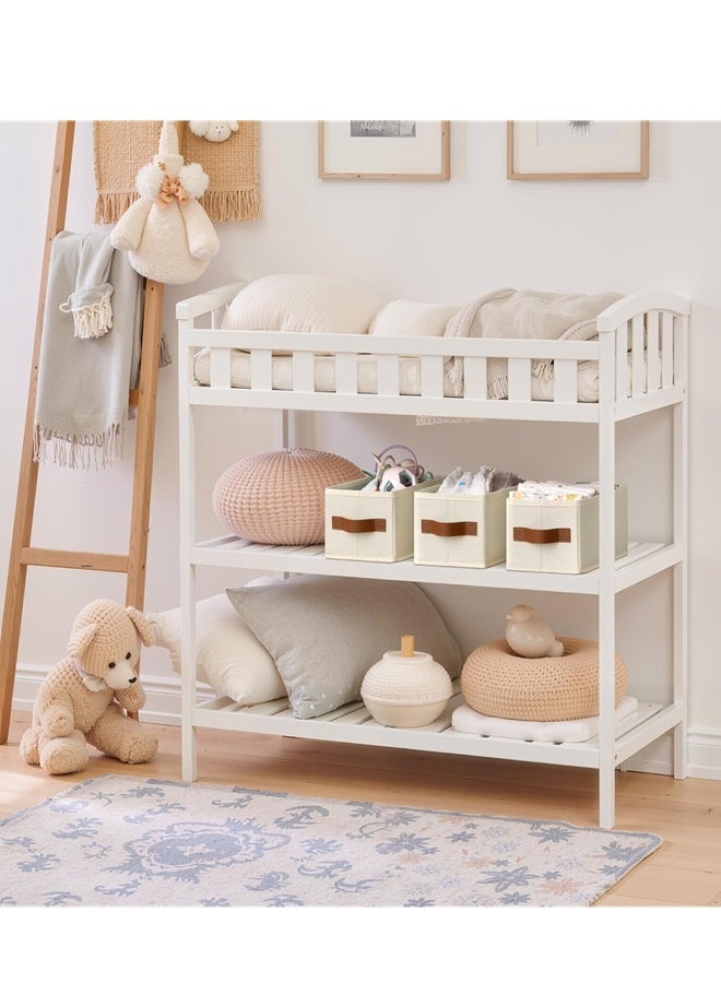 نسيج تخزين مربع صغير مع مقبض بو سلة ورق التواليت تخزين سلة صغيرة تستخدم لتخزين دي في دي ، صور ، ملابس ، حفاضات ، جوارب ، CD、 3 قطعة حزمة ، متر أبيض - Image 4