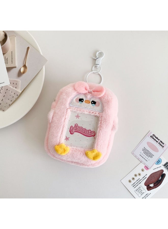 NIBEMINENT 1 - Piece Original Animal Plush Kpop Photo Card Holder Pendant Key Chain ID Badge Holder ID Card Holder Photo Card Protector for School ID Office ID Access Card for Women Girls - Image 1