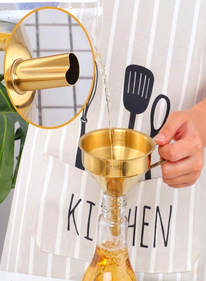 mingcheng Stainless Steel Wide Mouth Funnels with Detachable Strainer, 5-inch Funnel for Filling Small Bottles and Jars, Cooking Oil and Transmission Liquid and Powder, Food Grade Metal Kitchen Funnels Gold - Image 4