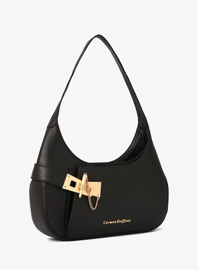 Hobo Bag Golden Clasp Black