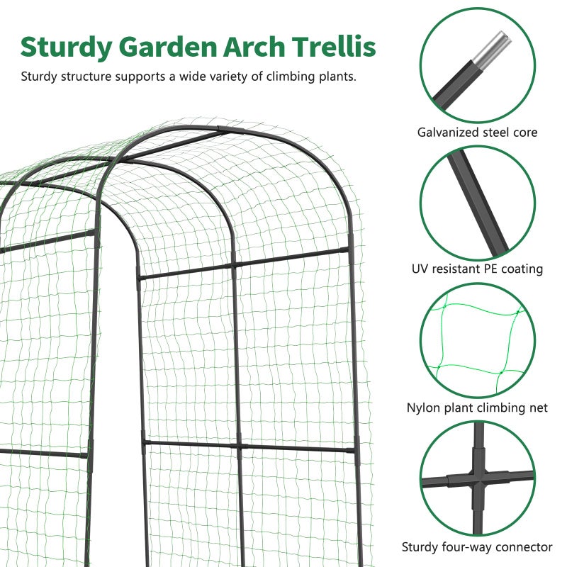 SUNYRISY Garden Arch Trellis for Climbing Plants Outdoor, 71" x 47" x 83" Metal Core Tall Archway Tunnel Plant Support for Cucumber Tomato Vine Flowers Vegetables Climbing Plants - Image 5