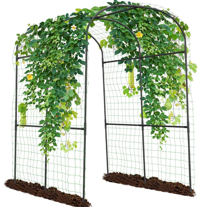SUNYRISY Garden Arch Trellis for Climbing Plants Outdoor, 71" x 47" x 83" Metal Core Tall Archway Tunnel Plant Support for Cucumber Tomato Vine Flowers Vegetables Climbing Plants - Image 1