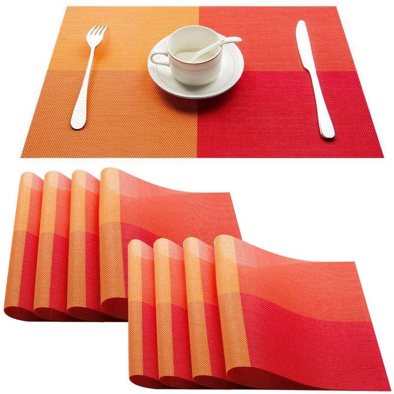 Simxen Non-Slip Washable PVC Heat Resistant Table Mats/Placemats Set of 6 (Orange) - Image 1