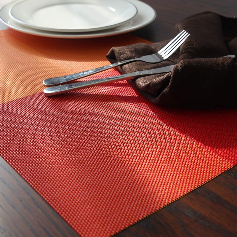 Simxen Non-Slip Washable PVC Heat Resistant Table Mats/Placemats Set of 6 (Orange) - Image 4