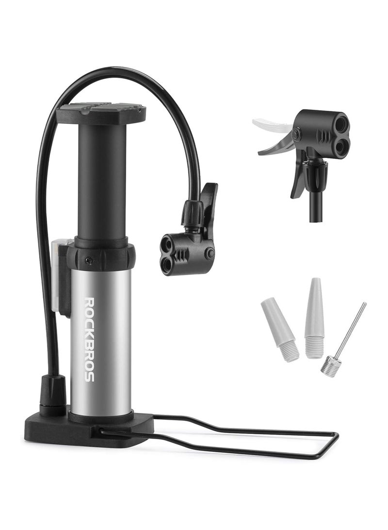 روكبروز مضخة دراجة صغيرة من ROCKBROS، مضخة هواء محمولة لأرضية الدراجة متوافقة مع صمام بريستا وشرايدر، منفاخ إطارات خفيف الوزن لليد والقدم المنشط لكرات الدراجة الجبلية على الطرق - Image 1