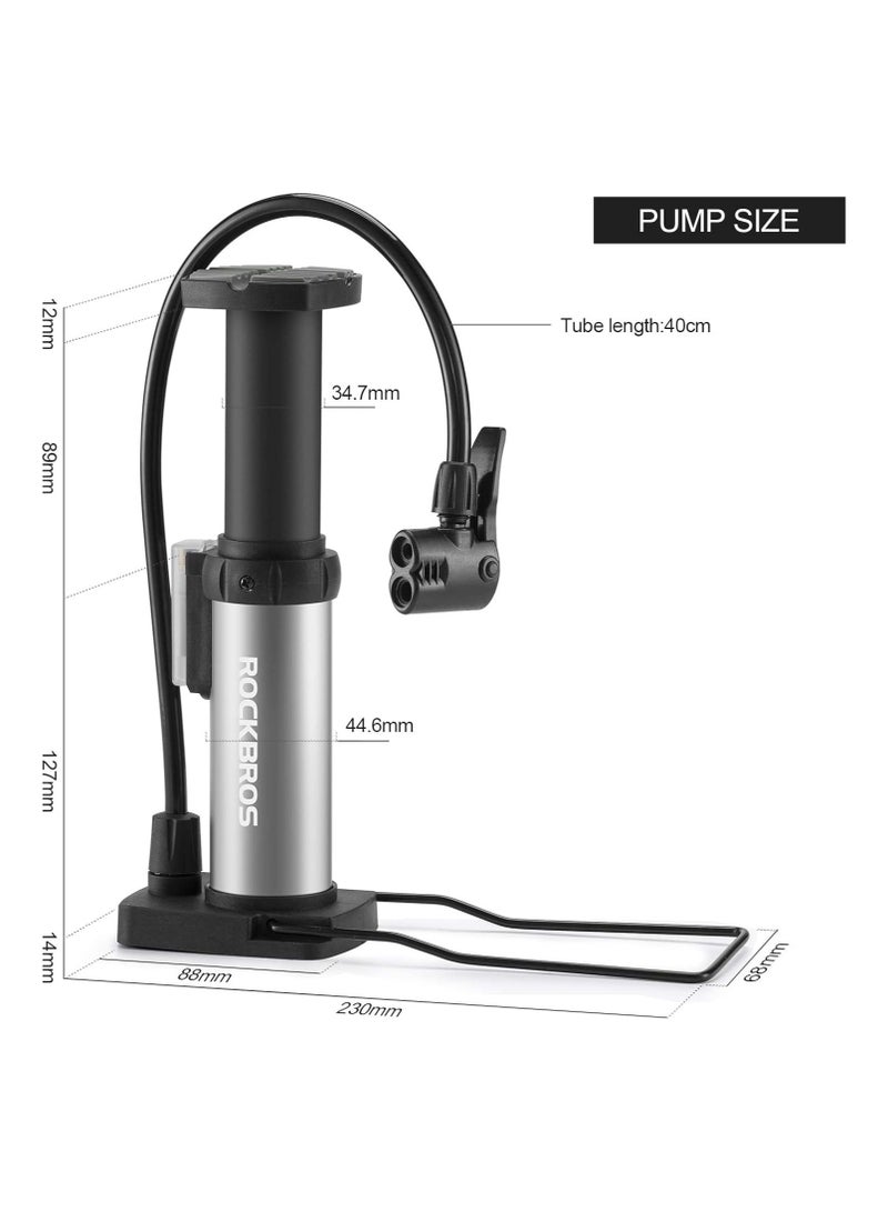 روكبروز مضخة دراجة صغيرة من ROCKBROS، مضخة هواء محمولة لأرضية الدراجة متوافقة مع صمام بريستا وشرايدر، منفاخ إطارات خفيف الوزن لليد والقدم المنشط لكرات الدراجة الجبلية على الطرق - Image 3