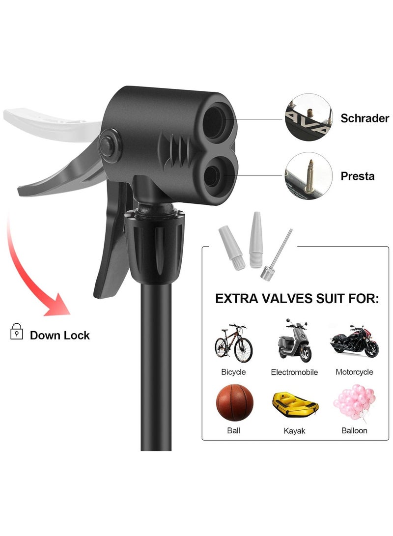 روكبروز مضخة دراجة صغيرة من ROCKBROS، مضخة هواء محمولة لأرضية الدراجة متوافقة مع صمام بريستا وشرايدر، منفاخ إطارات خفيف الوزن لليد والقدم المنشط لكرات الدراجة الجبلية على الطرق - Image 4