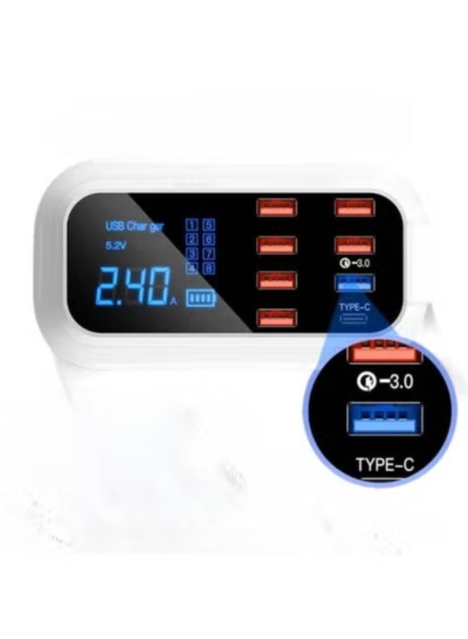 سمارت بيري C2203 8-Port Fast Charging Station – 55W Power Delivery & Quick Charge 3.0 | Multi-Device USB Charging Hub with Smart LED Display | Efficient Desktop Charger for Phones, Tablets, and Accessories | Universal Compatibility with iPhone, Samsung, Huawei & More - Image 1