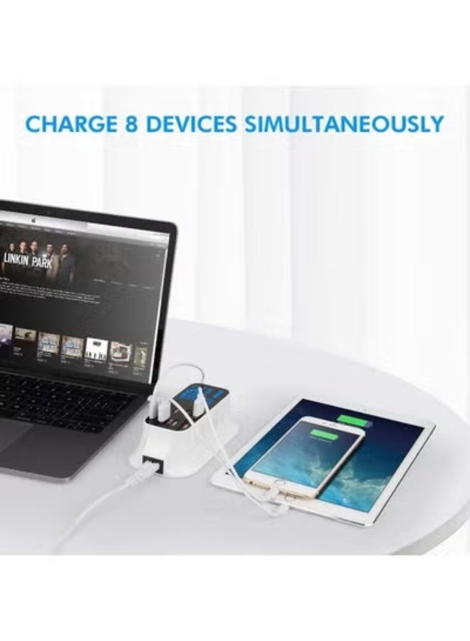 سمارت بيري C2203 8-Port Fast Charging Station – 55W Power Delivery & Quick Charge 3.0 | Multi-Device USB Charging Hub with Smart LED Display | Efficient Desktop Charger for Phones, Tablets, and Accessories | Universal Compatibility with iPhone, Samsung, Huawei & More - Image 3
