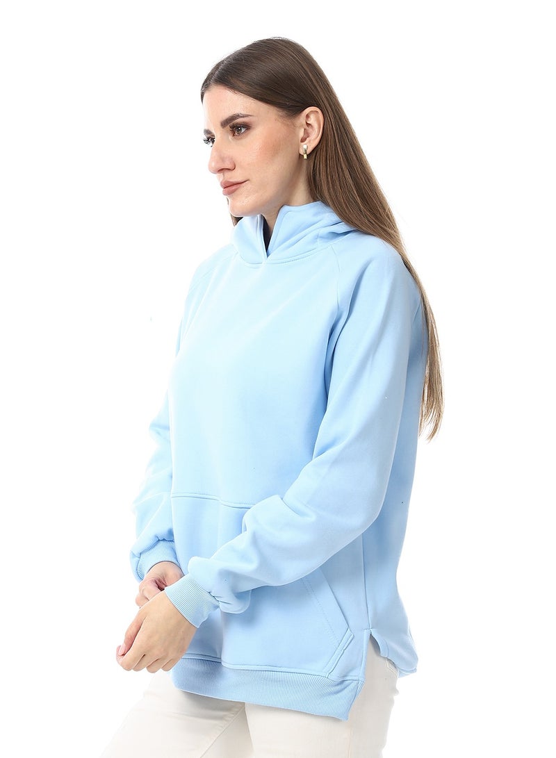Andora Plain Hoodie With Kangaroo Pockets _ Sky Blue - Image 2