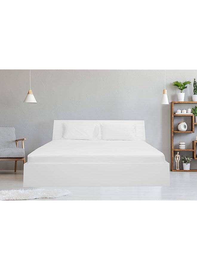 Hotel Linen Klub Queen Fitted Sheet 1Pc 100 Percent Cotton 250Tc Sateen Plain Size: 180X200+30Cm White  - Image 1