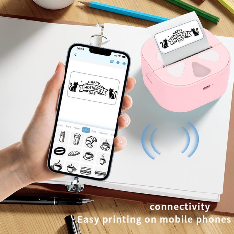 Mini Bluetooth Sticker Printer Portable Thermal Label Maker For Phone Case Journal Organizing With 3 Rolls Paper - Image 4