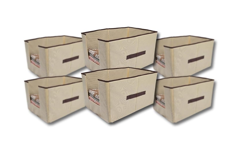 Clothing Storage Solution Biowaste Solution Foldable NonWoven Organizer for TShirts Dresses Jeans Sweaters and Pants IVORY 6 pcs 