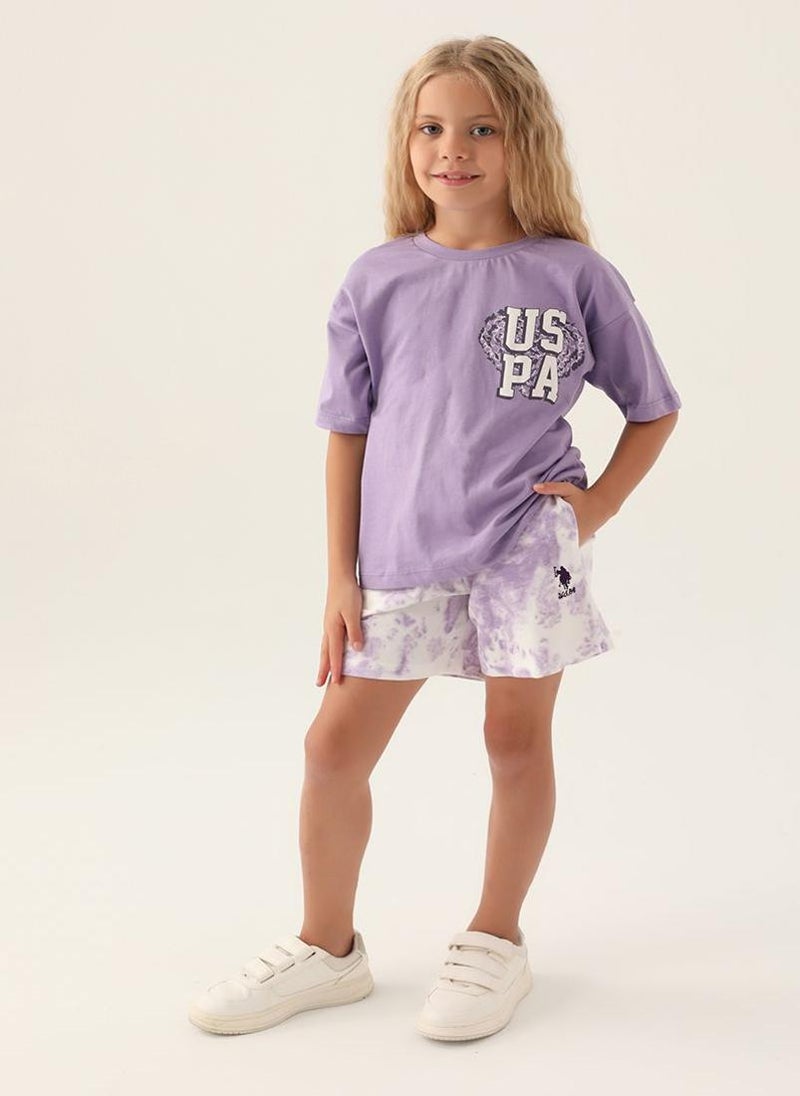 U.S. Polo Assn. U.S. Polo Assn. Girls Purple Short Set  - Image 1