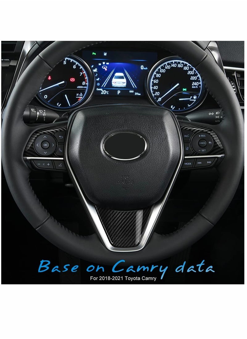 KASTWAVE - Auto ABS Steering Wheel Cover Trim Frame Sticker Sport Style - Carbon Fiber Grain, for Toyota Camry 2022 2021 2020 2019 2018, for Avalon Accessories (3pcs) - Image 1