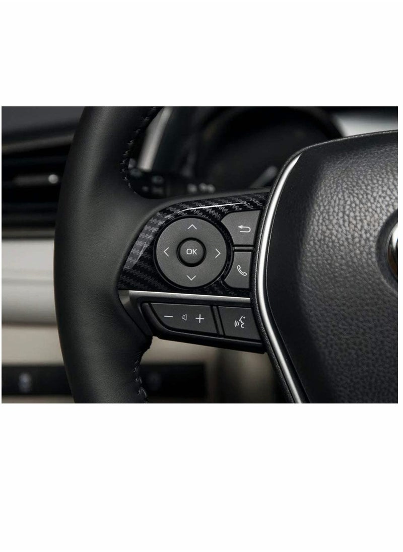 KASTWAVE - Auto ABS Steering Wheel Cover Trim Frame Sticker Sport Style - Carbon Fiber Grain, for Toyota Camry 2022 2021 2020 2019 2018, for Avalon Accessories (3pcs) - Image 1