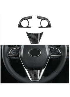 Auto ABS Steering Wheel Cover Trim Frame Sticker Sport Style - Carbon Fiber Grain, for Toyota Camry 2022 2021 2020 2019 2018, for Avalon Accessories (3pcs)