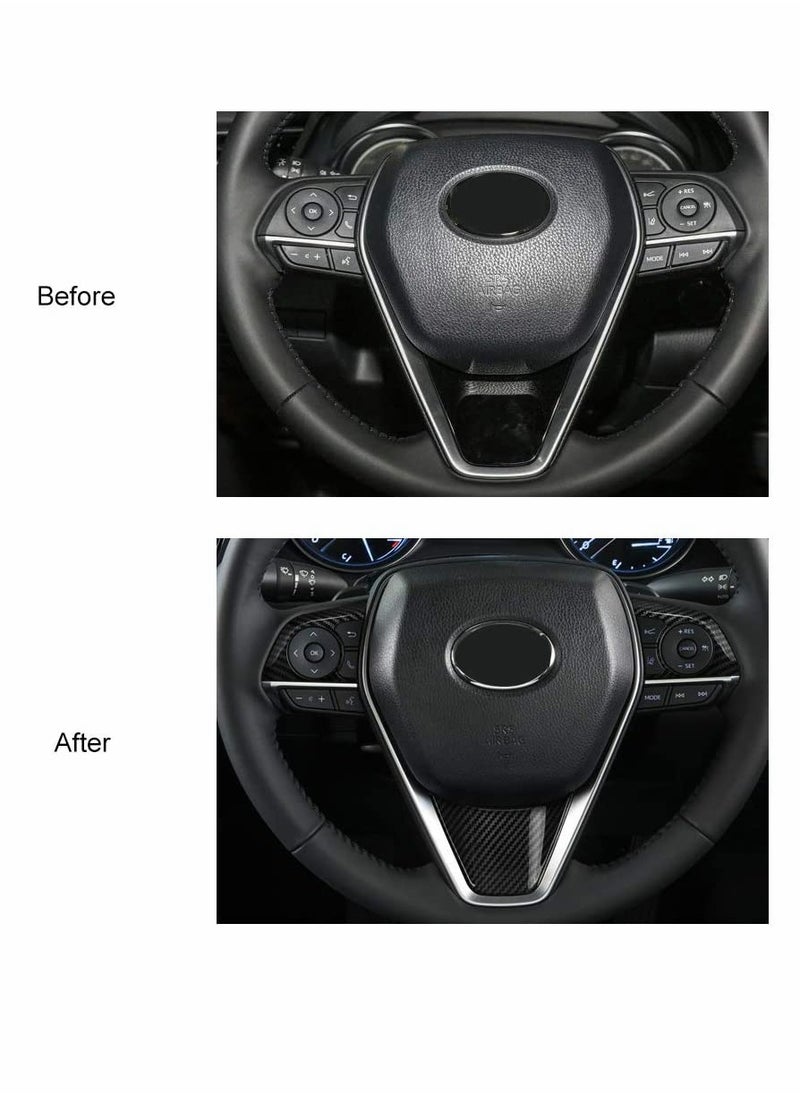 KASTWAVE - Auto ABS Steering Wheel Cover Trim Frame Sticker Sport Style - Carbon Fiber Grain, for Toyota Camry 2022 2021 2020 2019 2018, for Avalon Accessories (3pcs) - Image 1