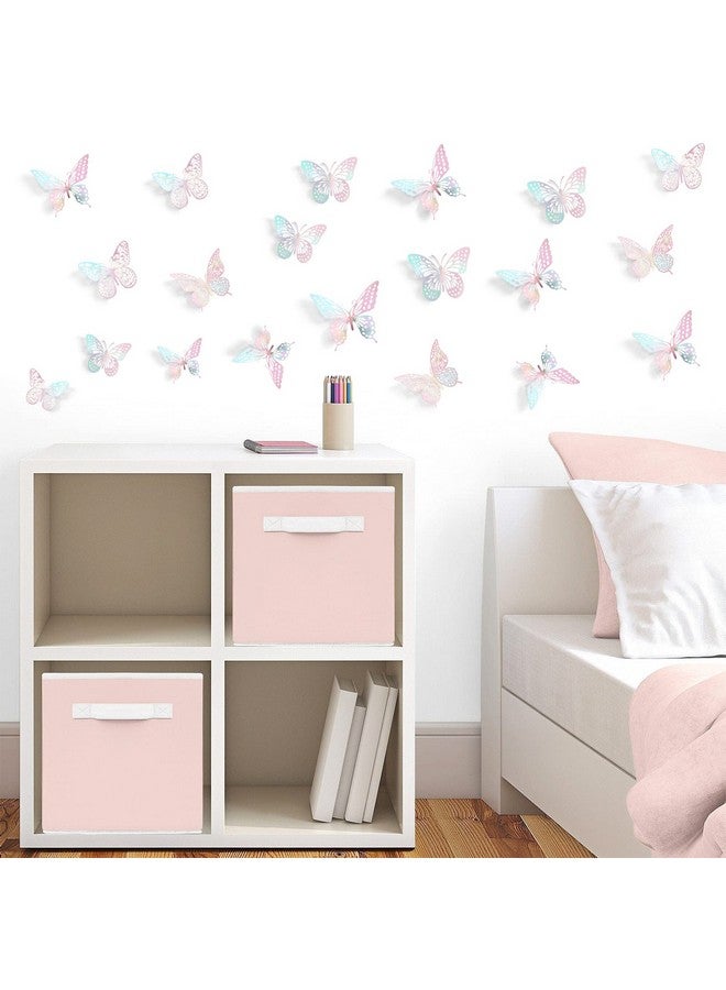 SAOROPEB 3D Butterfly Wall Decor 48 Pcs 4 Styles 3 Sizes Laser Pink Butterfly Birthday Decorations Butterfly Party Decorations Cake Decorations Removable Stickers (Laser Pink) - Image 4