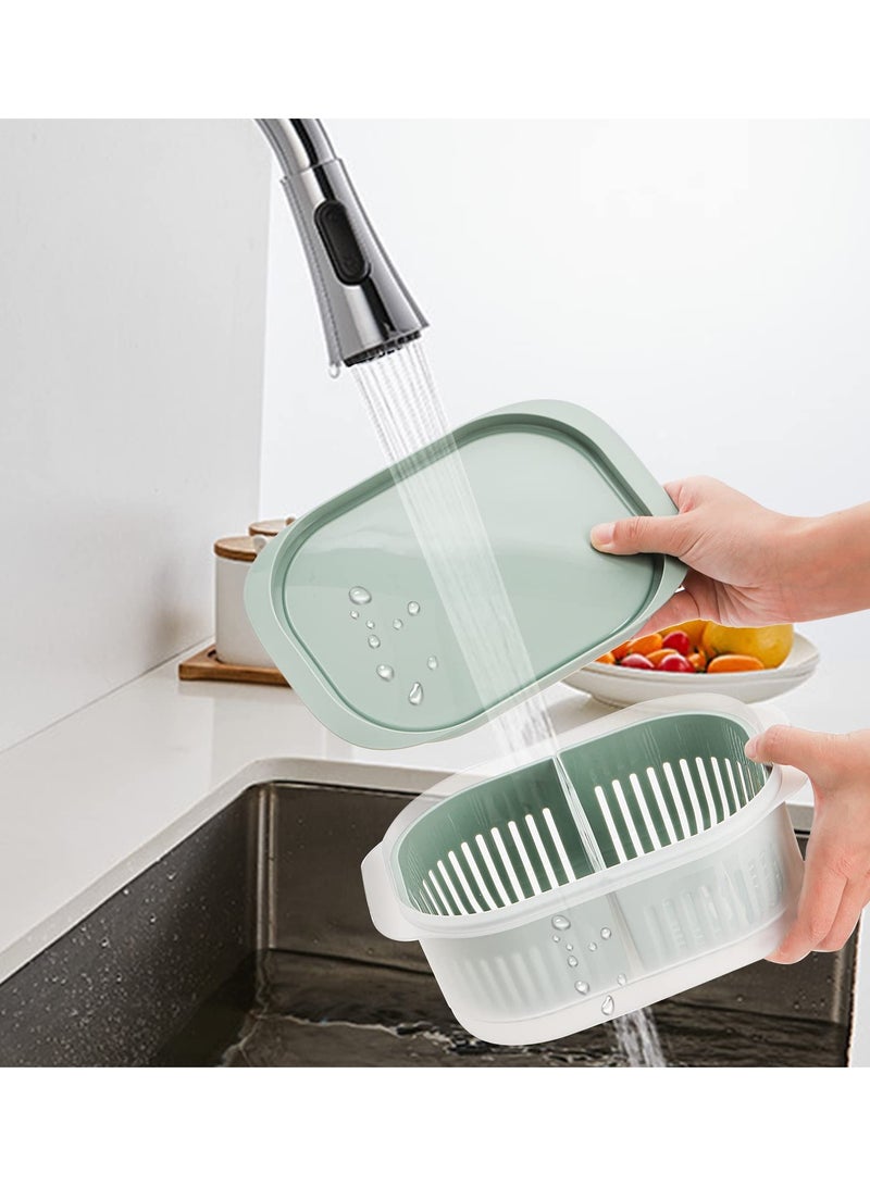 SOLARAE Produce Saver Containers For Fridge, Plastic Fruit Vegetable Storage Containers With Airtight Lid And Divided Colanders, Stackable Fridge Organizer Bins For Lettuce, Berry, Avocado, Set of 3 - Image 3