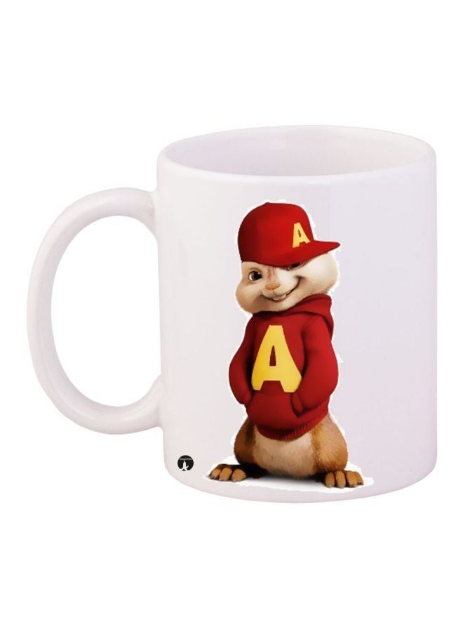 RYN Cartoon Printed Coffee Mug White/Red/Yellow 11ounce