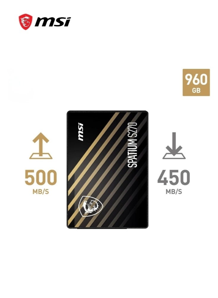 MSI SPATIUM S270 SATA III, 2.5inch | 960GB Internal SSD for Laptop Desktop | 5 Years Warranty - Image 2