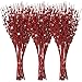 Jutom 12 Pieces Red Berry Stem Artificial Glitter Holly Berry Picks Ornaments 15.7 Inch Fake Christmas Tree Pick Sticks - Image 2