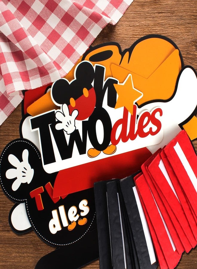 LINGTEER Oh Twodles Birthday Table Honeycomb Centerpieces - Cheers to Boys 2nd Birthday Kids Two Years Old Mouse Themed Bday Party Decorations Sign. - Image 2