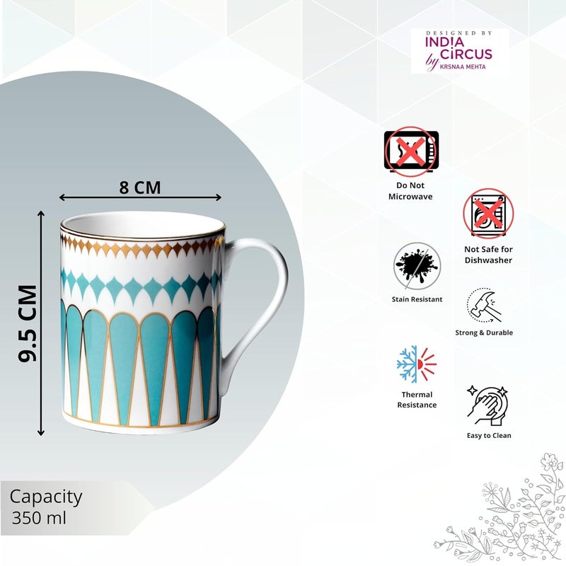 India Circus Fine Ceramic Milk Mugs Set of 2 Designer Multicolor 350ML EachLE12 Elegant Design for Home and Kitchen and Can be Gifted to Your Loved Ones On Any Occassions - Image 4