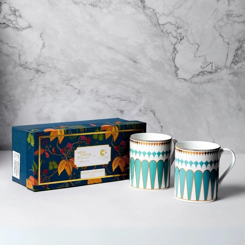 India Circus Fine Ceramic Milk Mugs Set of 2 Designer Multicolor 350ML EachLE12 Elegant Design for Home and Kitchen and Can be Gifted to Your Loved Ones On Any Occassions - Image 5