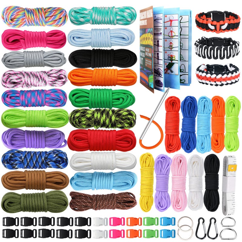 WEREWOLVES Paracord 550, 4MM Paracord 20 Colors & 2MM Micro Paracord Rope 10 Colors with Instructions Book, Paracord Bracelet Combo Crafting Kits, Parachute Cord and Complete Accessories (Fairy Tale) - Image 1