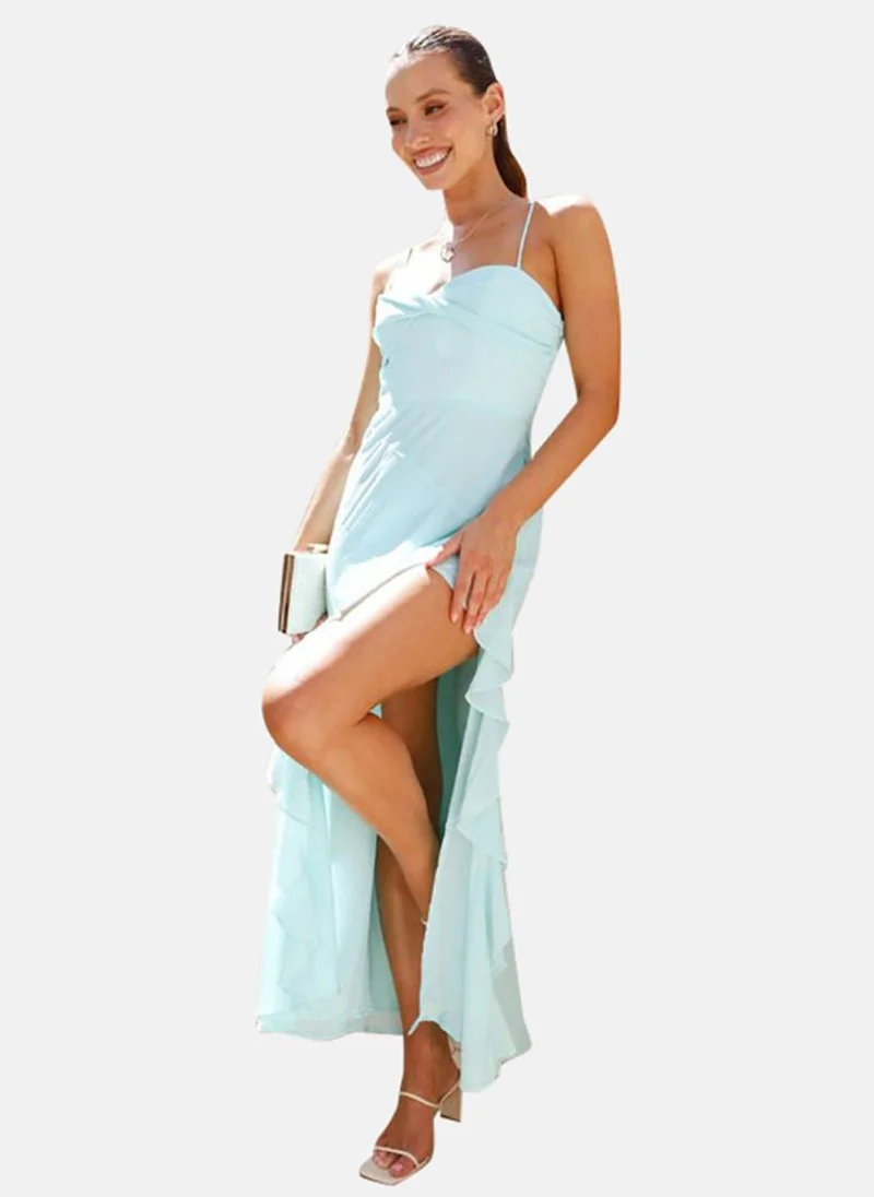يونيكي Turquoise blue solid empire dress