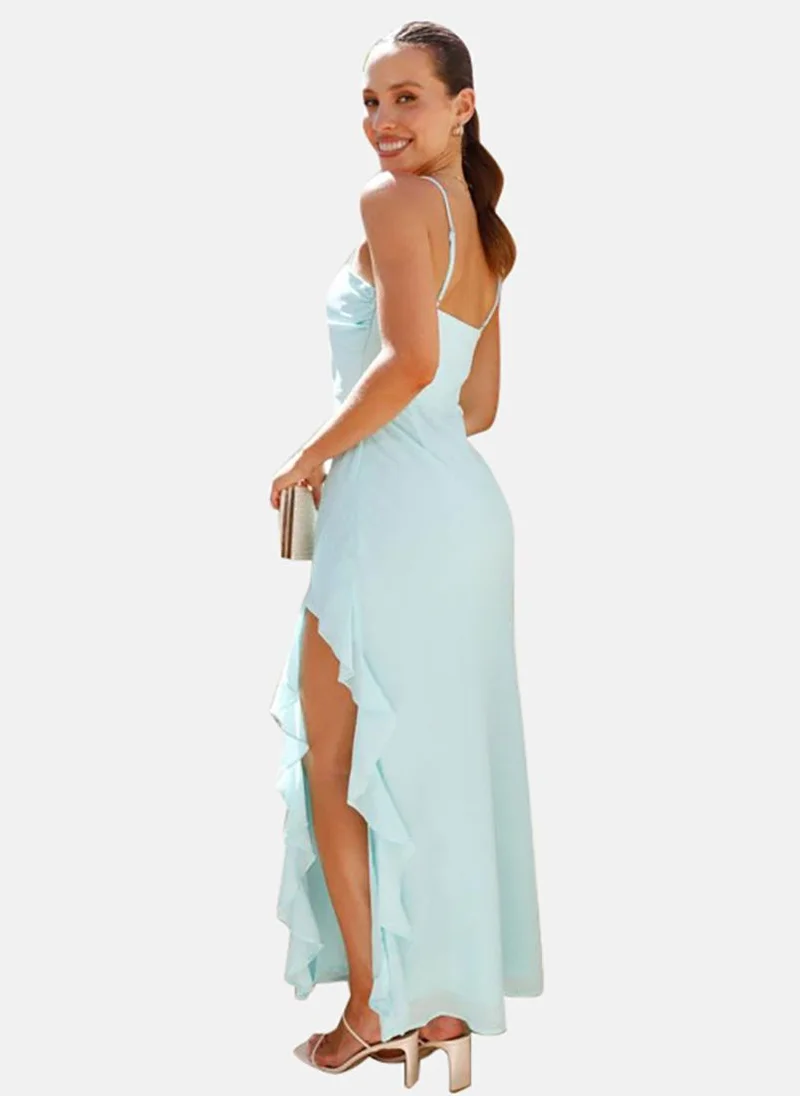 يونيكي Turquoise blue solid empire dress