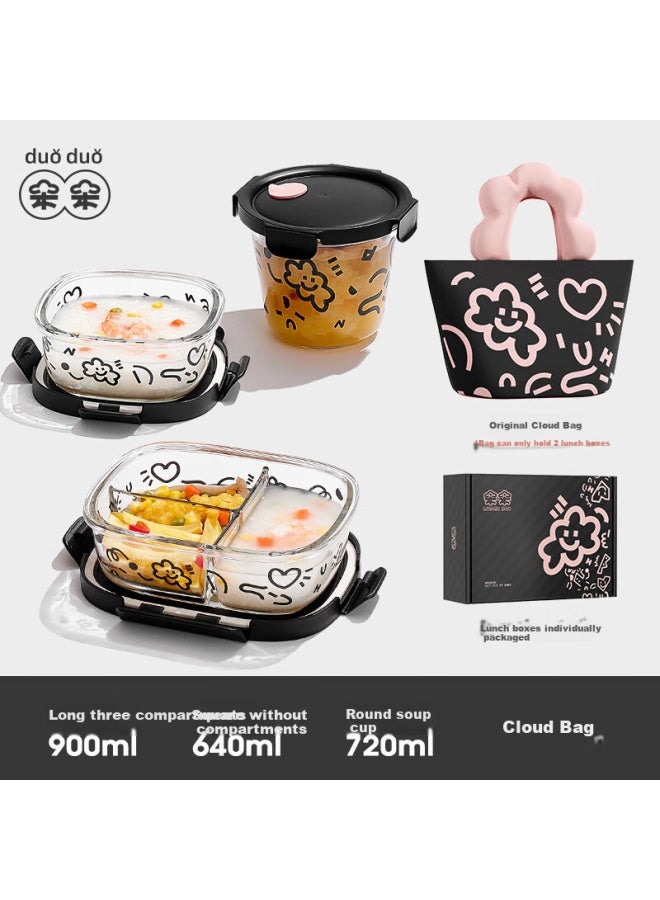 Cilock Heat-resistant Glass Food Storage Container Microwave Lunch Box Sealed Bowl Snack Fruit Box Large Capacity Refrigerator Storage Box - Image 1