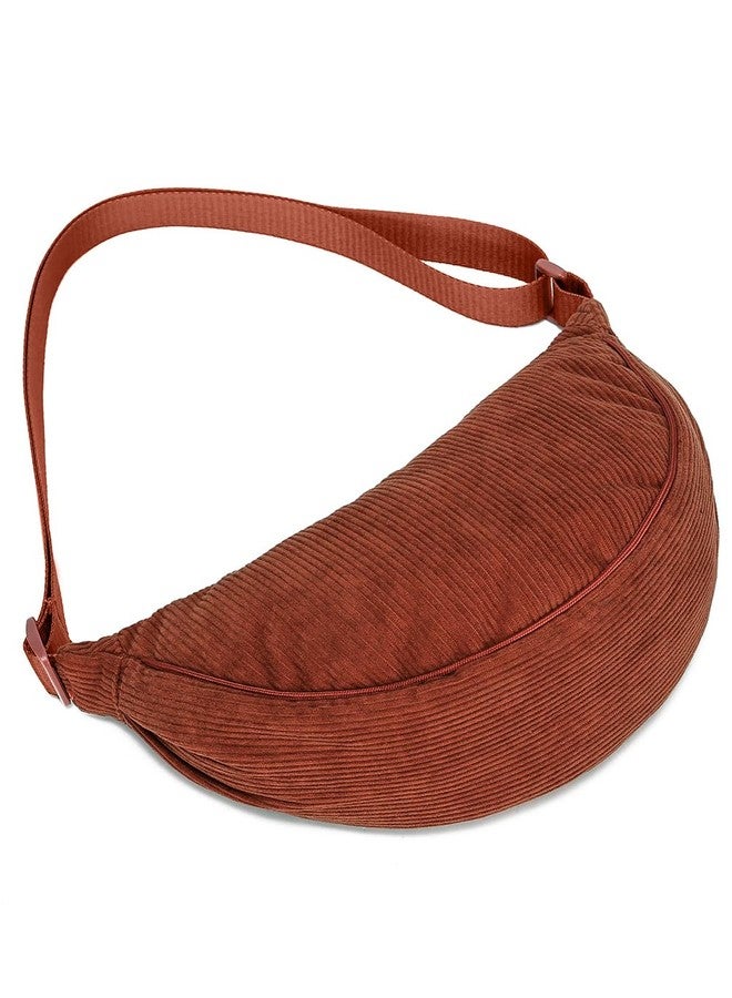 YIKOEE Corduroy Crescent Bag for Women Men Small Sling Crossbody Bag with Half Moon Shape （Orange） - Image 3