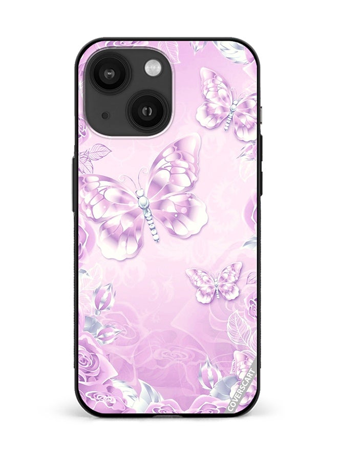 COVERSCART Protective Case Cover For Apple iPhone 15 Plus Light Pink Purple Butterflies Design Multicolour