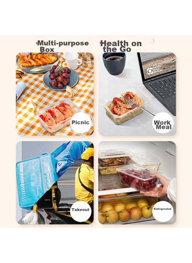 Star Square Xingfang Disposable Square Takeout Containers, Large Capacity, Thick Plastic With Lids, 300 Sets - Image 2