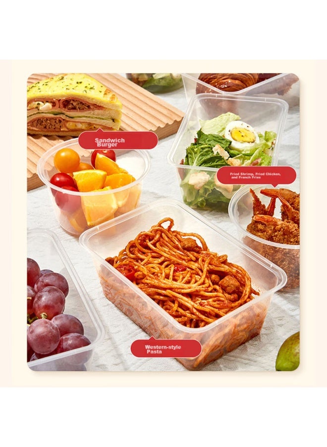 Star Square Xingfang Disposable Square Takeout Containers, Large Capacity, Thick Plastic With Lids, 300 Sets - Image 4