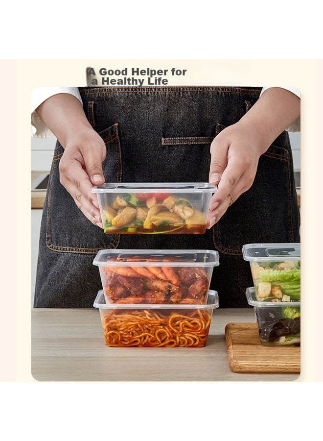 Star Square Xingfang Disposable Square Takeout Containers, Large Capacity, Thick Plastic With Lids, 300 Sets - Image 3