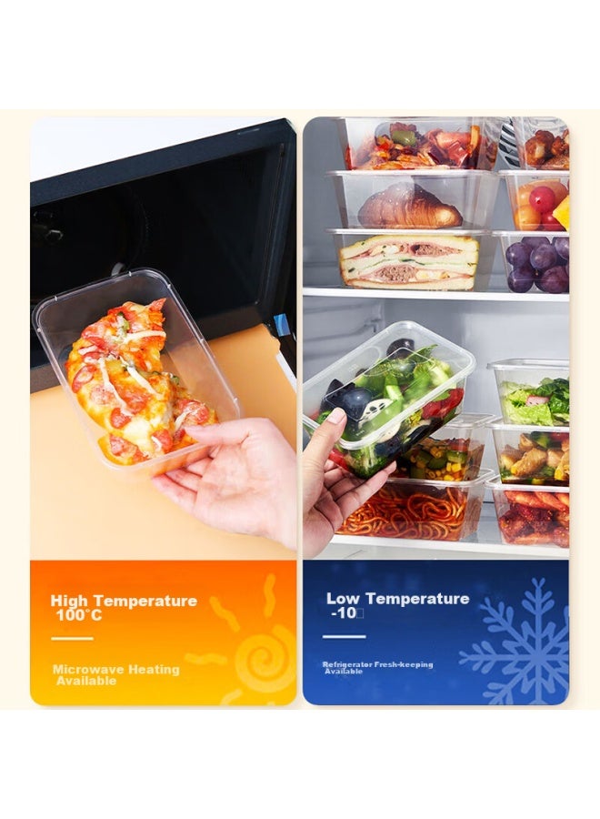 Star Square Xingfang Disposable Square Takeout Containers, Large Capacity, Thick Plastic With Lids, 300 Sets - Image 5